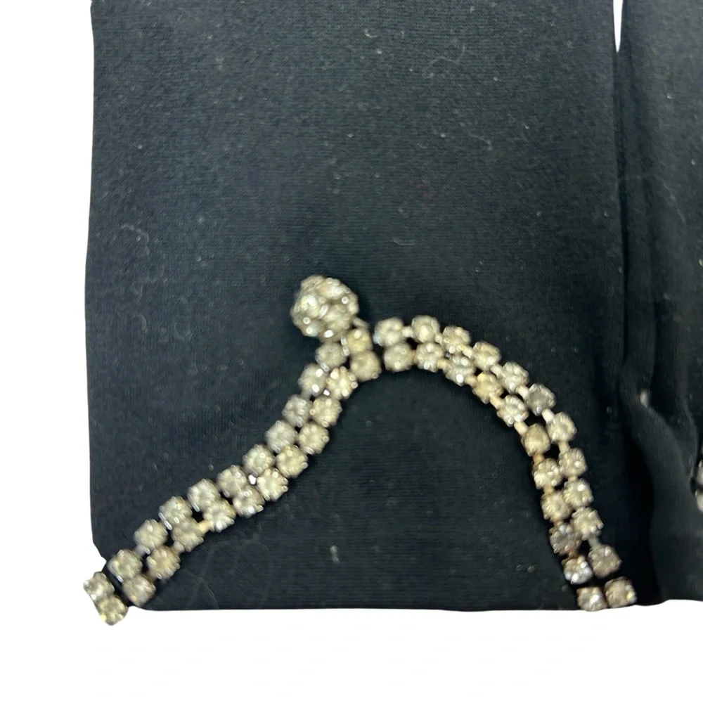 VTG Weinberger Germany Black Nylon Short Gloves Rhinestone Embellished